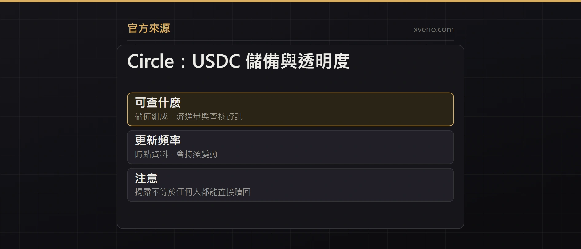 Circle:USDC 透明度與儲備資訊