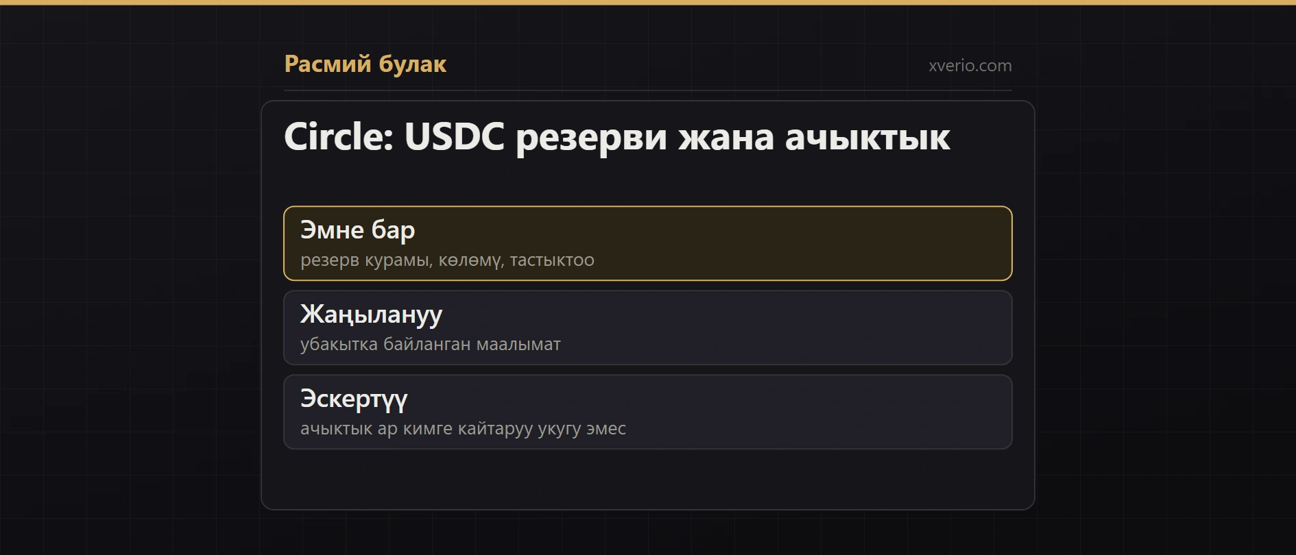 Circle: USDC резервдери жана ачыктык маалыматы