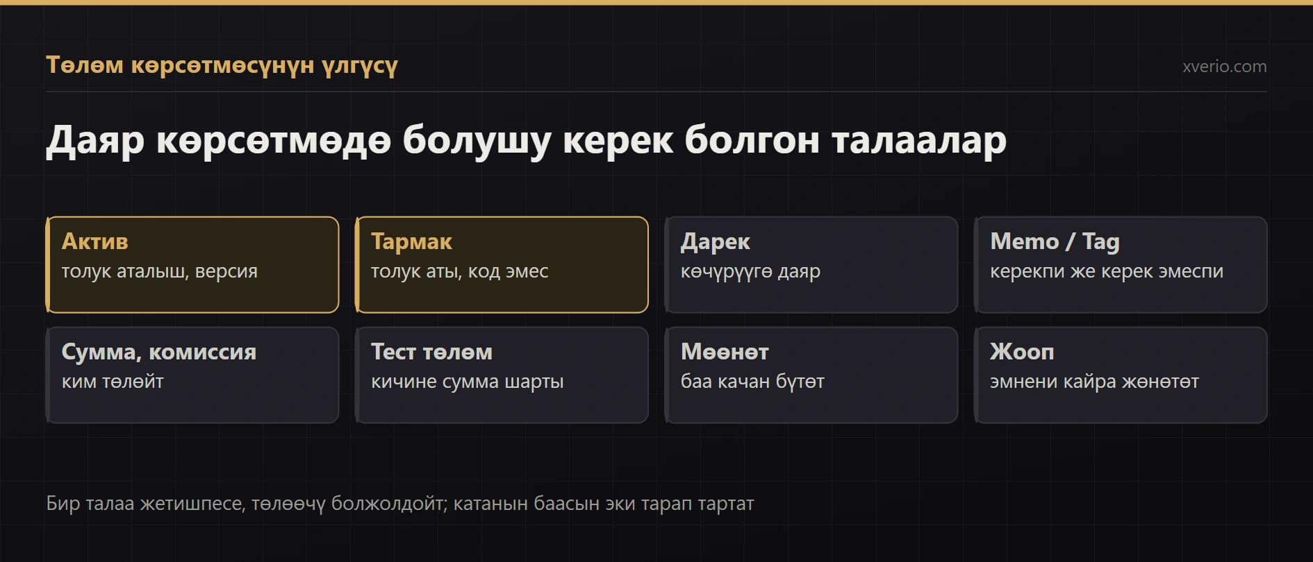 USDT төлөм көрсөтмөсү: кардарга жөнөтүү үчүн даяр үлгү